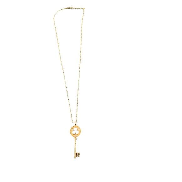 TIFFANY Diamond clover key pendant necklace in 18k yellow gold - Picture 7 of 8